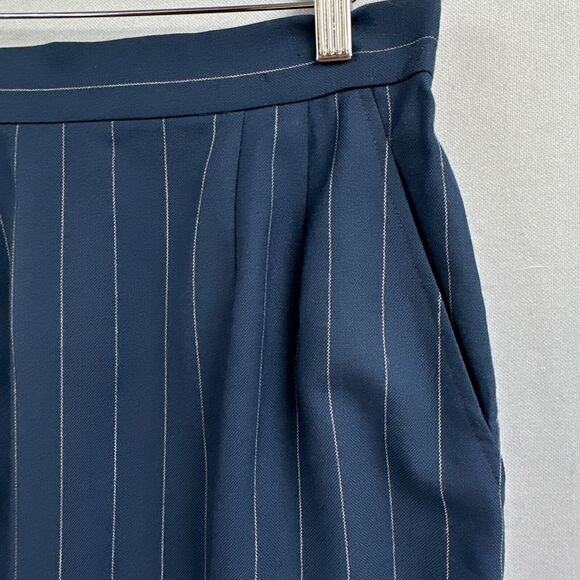 VTG Anne Klein Wool Pencil Skirt 10 Blue Pin Stripe Career Preppy Academia USA - Picture 4 of 14